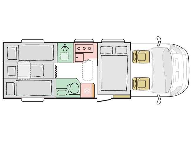 ADRIA Matrix 670 SL Premium Edition - automat pôdorys vozu cez deň