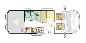 TWIN AXESS 600SP pôdorys vozu cez deň
